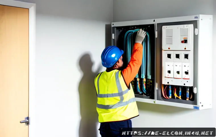 Home 17 전기공사 현장에서의 대처 능력 기르기 - Photorealistic German electrical construction site, experienced electrician in clean high-visibility...